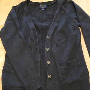 Petite blue cotton Pendleton cardigan with pockets